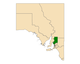 Map of South Australia with electoral district of Frome highlighted