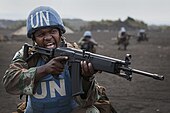 South African soldier serving as part of the United Nations Force Intervention Brigade in the Democratic Republic of the Congo. FIB-training-01.jpg