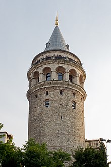 Galata Tower, the Romanesque style tower was built as Christea Turris (Tower of Christ) in 1348 during an expansion of the Genoese colony in Constantinople. Galata Kulesi - 01.jpg