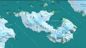 Karte von Greenwich Island mit der Discovery Bay und der Iquique Cove