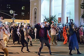The annual Village Halloween Parade in Greenwich Village is the world's largest Halloween parade, with millions of spectators annually. Greenwich Village Halloween Parade (6451249051).jpg