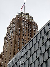 The Guardian Building serves as the headquarters of Wayne County. Guardian Building with flag - Detroit Michigan.jpg