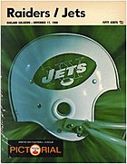 1968 game program cover, depicting a Jets helmet during their AFL years. From the Heidi Game on November 17, 1968. Heidi Game program.jpg