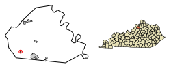 Location of Smithfield in Henry County, Kentucky.