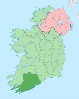 Karta med County Cork markerat