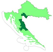 Two Autonomous Districts of Croatia are shown in dark green Kotar Glina i Knin.jpg