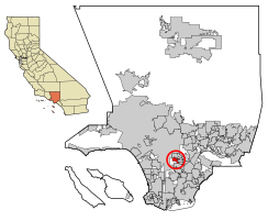 Location of Huntington Park in Los Angeles County, کیلی فورنیا