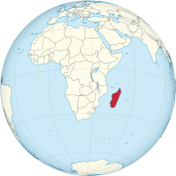 Мапа показује позицију Мадагаскара
