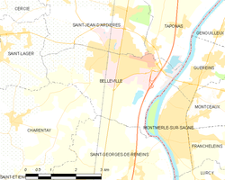 Kart over Belleville-en-Beaujolais