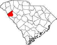 Map of South Carolina highlighting Abbeville County