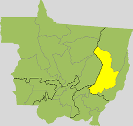 Ligging van de Braziliaanse microregio Canarana in Mato Grosso