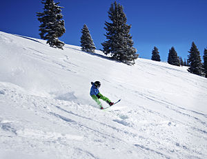 Snowboarding in powder is fun