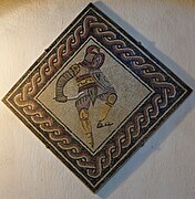 Mosaic of a Thraex gladiator in a house at the hautes promenades.