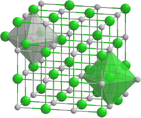 Model krystalové mřížky hydridu draselného __ K+     __ H−