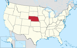 Map of the United States with Nebraska highlighted