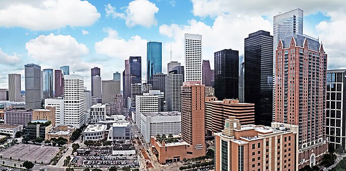 Downtown Houston in Harris County, Texas, the third-most populous county in the United States