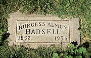 Grave-site of Burguess Almond Hadsell (1852–1936).