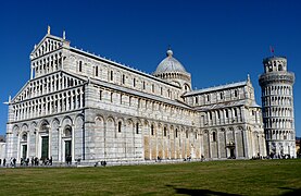 Torre inclinada de Pisa e a catedral de Pisa