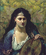 Zigeunermeisje met tamboerijn, ca. 1880