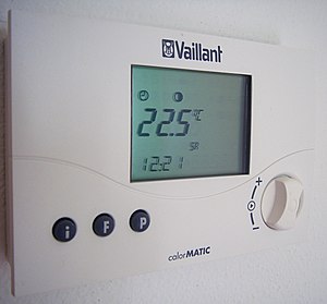 Digital thermostat in the living room