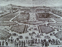 Der Tuileriengarten um 1660, Lithographie von Perelle