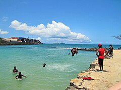 Kids pier jumping