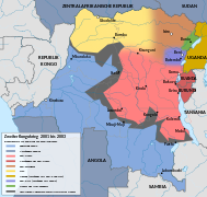 Estimativa dos territórios controlados pelas facções em Junho de 2003.