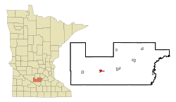 Location of Winthrop within Sibley County, Minnesota