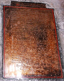 Brass memorial "For this Renowned Martialist Richard Boles" St Lawrence Brass.jpg