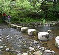 Stepping stones over Pendle Water near Roughlee Old Hall