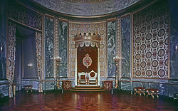 The Throne Room at Christiansborg Palace is where foreign ambassadors present their credentials to the King. THRONE ROOM, CHRISTIANSBORG PALACE, COPENHAGEN.jpg