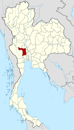 แผนที่ประเทศไทย จังหวัดสุพรรณบุรีเน้นสีแดง