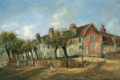 Painting by John Moore: Old Tower Ramparts (lately demolished) Ipswich (1882) illustrating the carnser there