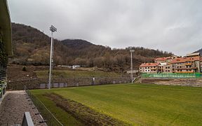 Playing field and lodging area