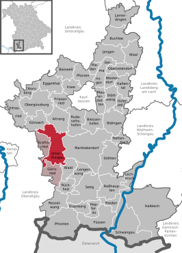 Kaart van Unterthingau