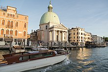 Water taxi near the train station, Grand Canal, Venice Water Taxi in Venice, Italy.jpg