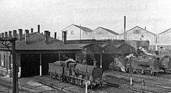 Het locomotievendepot in 1951