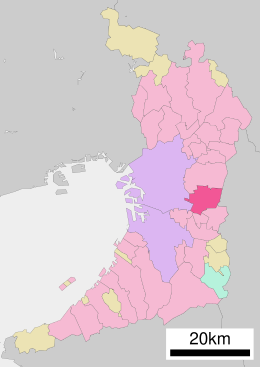 Yaon sijainti Osakan prefektuurissa