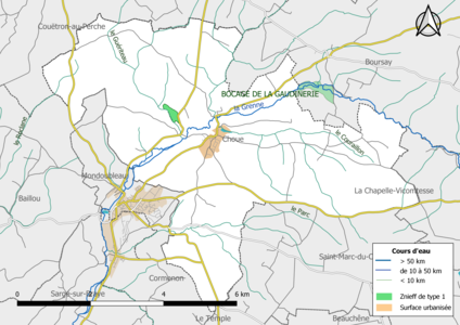 Carte des ZNIEFF de type 1 localisées sur la commune[Note 2].