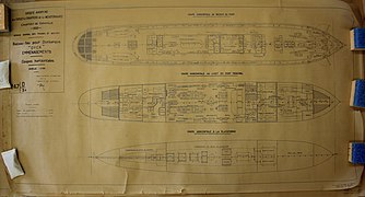 Plan en coupe du bateau-feu Le Havre