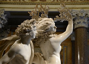 Apollon et Daphné, groupe sculpté du Bernin (galerie Borghèse, Rome). (définition réelle 6 287 × 4 505)