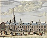 Stadhuis van Leiden in het Stedenboek van Frederick de Wit (ca. 1698)