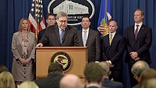 Barr discusses the shooting at Pensacola Naval Air Station, 13 January 2020. Attorney General William Barr discusses the shooting at Pensacola Naval Air Station.jpg