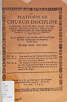 Title page, "A Platform of Church Discipline" Cambridgeplatfor0000camb 0001.jpg