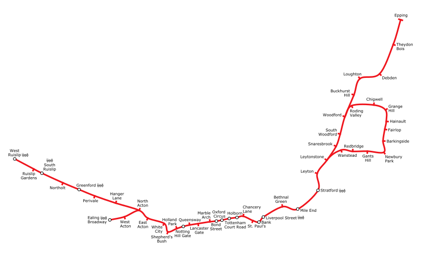 למפת תחנות קווי הרכבת התחתית של לונדון המלאה, ראו: מפת הרכבת התחתית של לונדון.