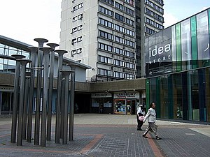 East India Dock Road entrance to the market and the Lansbury Estate, an early post-war iniative in social housing following the destruction of the area