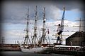 The full-rigged tall ship Christian Radich, showing her elliptical stern