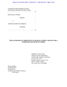 Cohen v US - Gov't Opposition to TRO Request Cohen-v-US-Govt-Opposition-to-TRO-Request.pdf
