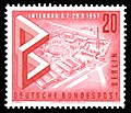 Berliner Briefmarke zur Interbau 1957: Blick auf das Ausstellungsgelände