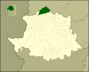 Localização de Las Hurdes na província de Cáceres e Estremadura